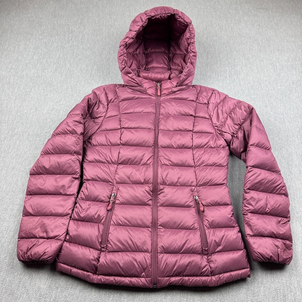 Charter Club Puffer Jacket Womens XS Pink Hooded Full Zip Packable Down Outdoor